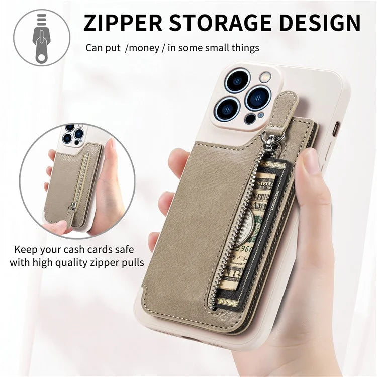 For iPhone 15 Pro Max Wallet Phone Case PU Leather Coated Straight Edge TPU Cover