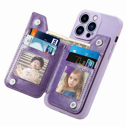 For iPhone 15 Pro Max Wallet Phone Case PU Leather Coated Straight Edge TPU Cover