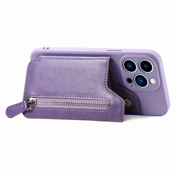 For iPhone 15 Pro Max Wallet Phone Case PU Leather Coated Straight Edge TPU Cover