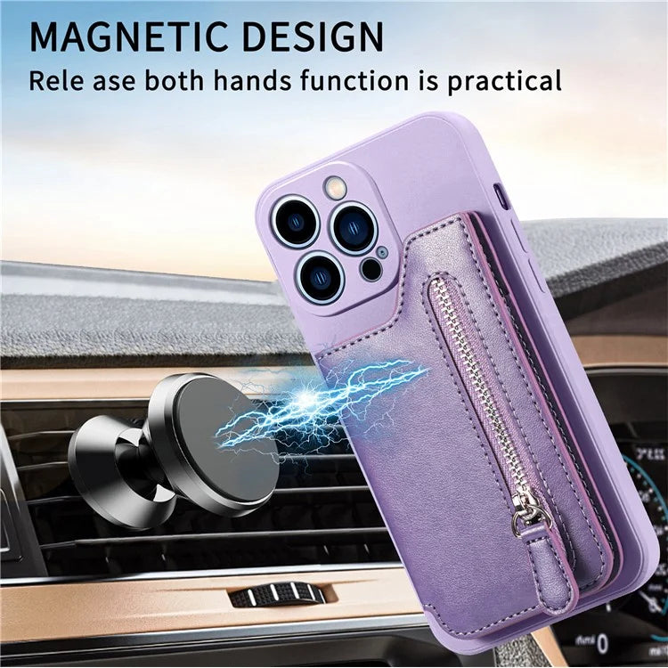 For iPhone 15 Pro Max Wallet Phone Case PU Leather Coated Straight Edge TPU Cover