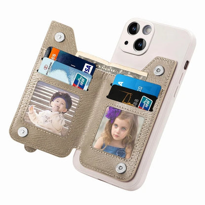 For iPhone 15 Plus Phone Case Card Holder Zipper Pocket Shockproof Cover