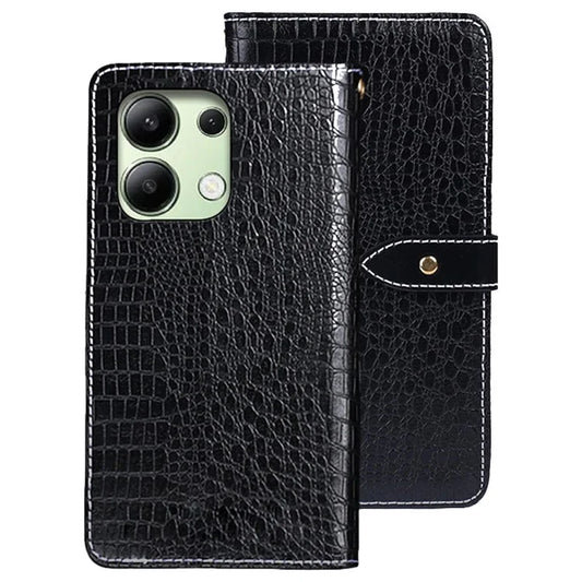 IDEWEI For Xiaomi Redmi Note 13 4G Wallet Case Crocodile Texture Leather Cell Phone Cover