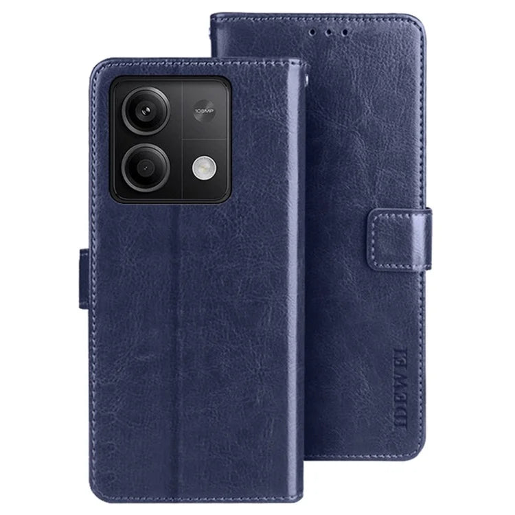IDEWEI For Xiaomi Redmi Note 13 5G Wallet Case Leather Crazy Horse Texture Phone Cover