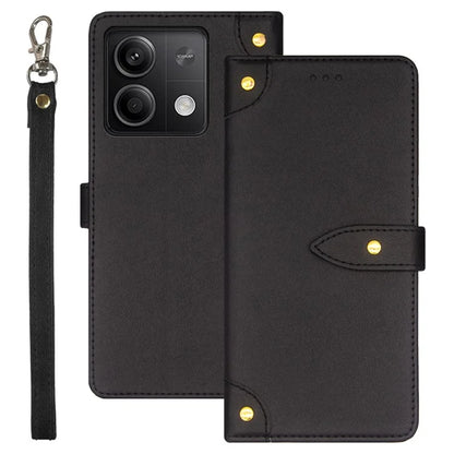IDEWEI For Xiaomi Redmi Note 13 5G Phone Cover Stand Leather Case with Wrist Strap