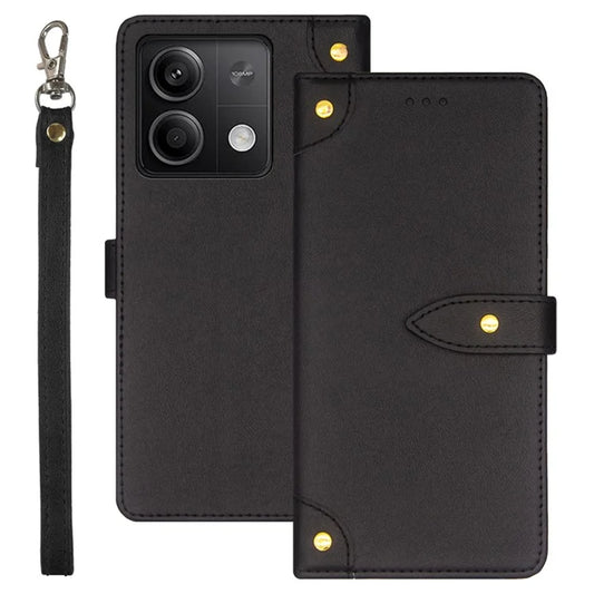 IDEWEI For Xiaomi Redmi Note 13 5G Phone Cover Stand Leather Case with Wrist Strap