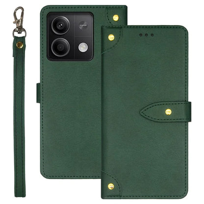 IDEWEI For Xiaomi Redmi Note 13 5G Phone Cover Stand Leather Case with Wrist Strap