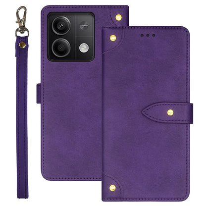 IDEWEI For Xiaomi Redmi Note 13 5G Phone Cover Stand Leather Case with Wrist Strap