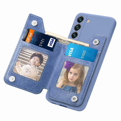 For Samsung Galaxy S23 Kickstand Zipper Case Magnetic Clasp Phone Cover with Card Holders