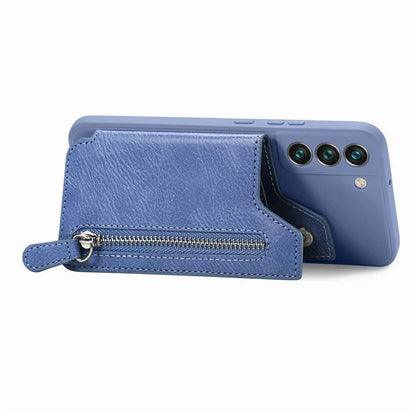For Samsung Galaxy S23 Kickstand Zipper Case Magnetic Clasp Phone Cover with Card Holders