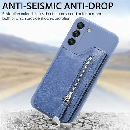 For Samsung Galaxy S23 Kickstand Zipper Case Magnetic Clasp Phone Cover with Card Holders