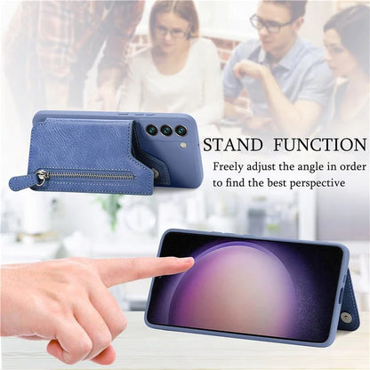 For Samsung Galaxy S23 Kickstand Zipper Case Magnetic Clasp Phone Cover with Card Holders