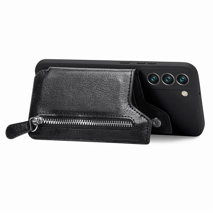 For Samsung Galaxy S23 Kickstand Zipper Case Magnetic Clasp Phone Cover with Card Holders
