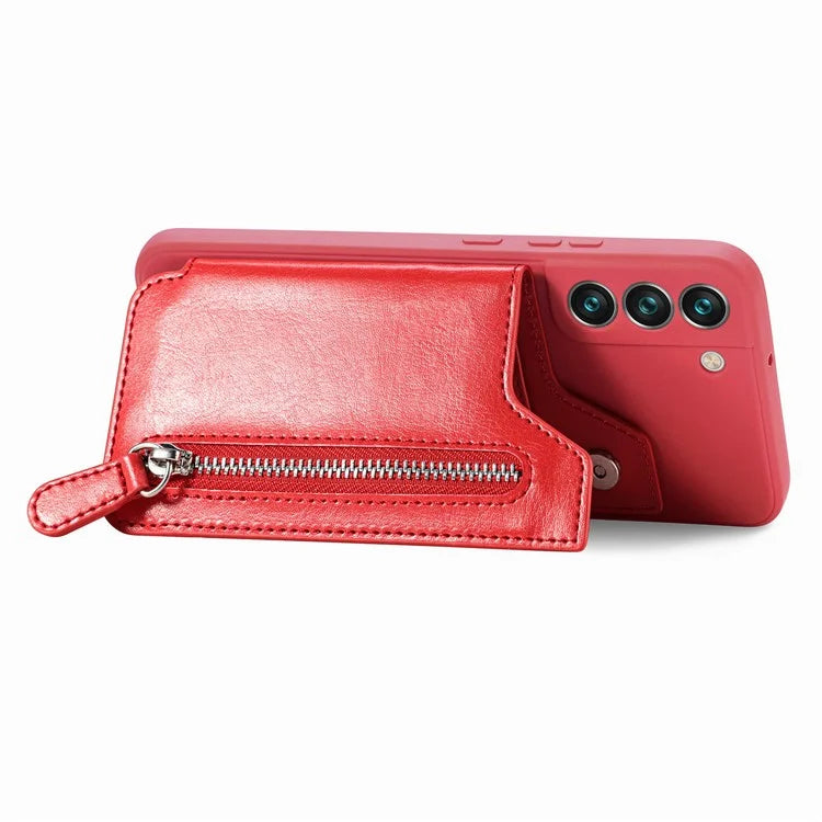 For Samsung Galaxy S23 Kickstand Zipper Case Magnetic Clasp Phone Cover with Card Holders