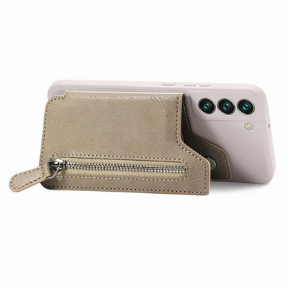 For Samsung Galaxy S23 Kickstand Zipper Case Magnetic Clasp Phone Cover with Card Holders