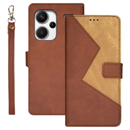 IDEWEI For Xiaomi Redmi Note 13 Pro+ 5G Case Color Splicing Leather Cover with Hand Strap