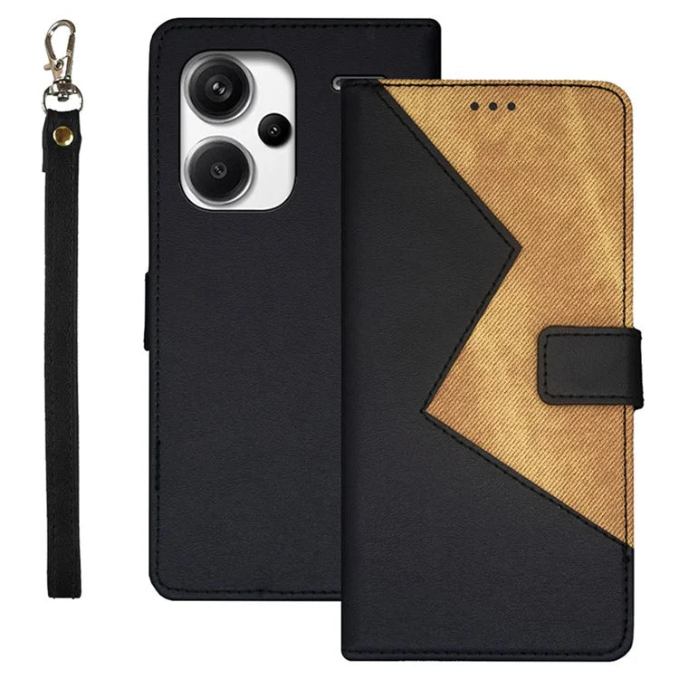 IDEWEI For Xiaomi Redmi Note 13 Pro+ 5G Case Color Splicing Leather Cover with Hand Strap