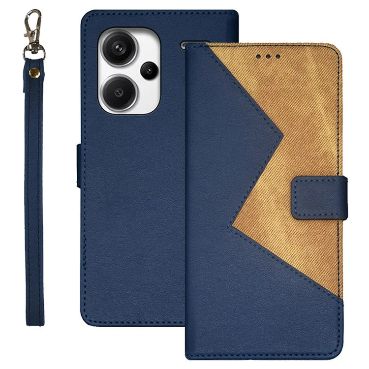 IDEWEI For Xiaomi Redmi Note 13 Pro+ 5G Case Color Splicing Leather Cover with Hand Strap