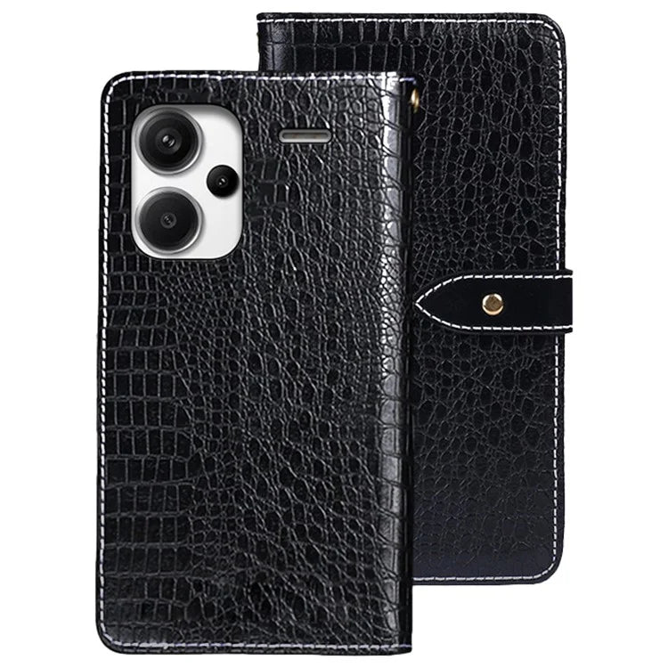 IDEWEI For Xiaomi Redmi Note 13 Pro+ 5G Magnetic Phone Case Crocodile Texture Stand Flip Cover
