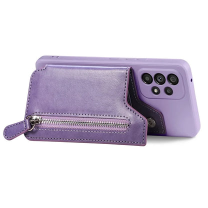 For Samsung Galaxy A53 5G Case PU Leather+TPU Phone Cover Zipper Pocket Wallet