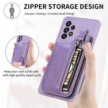 For Samsung Galaxy A53 5G Case PU Leather+TPU Phone Cover Zipper Pocket Wallet