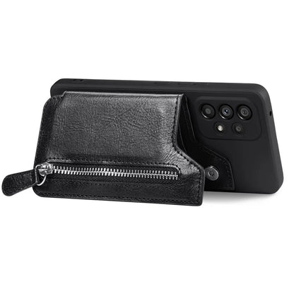 For Samsung Galaxy A53 5G Case PU Leather+TPU Phone Cover Zipper Pocket Wallet