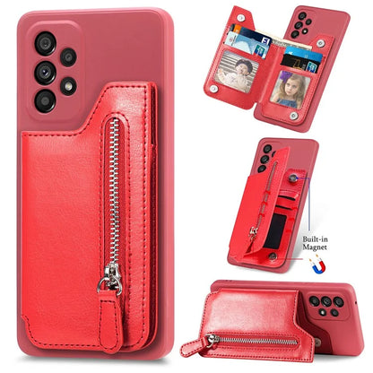 For Samsung Galaxy A53 5G Case PU Leather+TPU Phone Cover Zipper Pocket Wallet