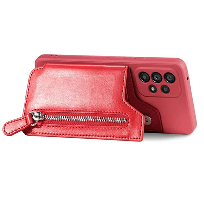For Samsung Galaxy A53 5G Case PU Leather+TPU Phone Cover Zipper Pocket Wallet