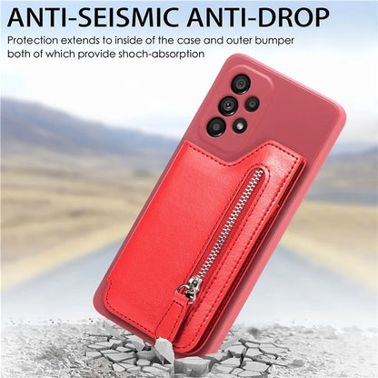 For Samsung Galaxy A53 5G Case PU Leather+TPU Phone Cover Zipper Pocket Wallet