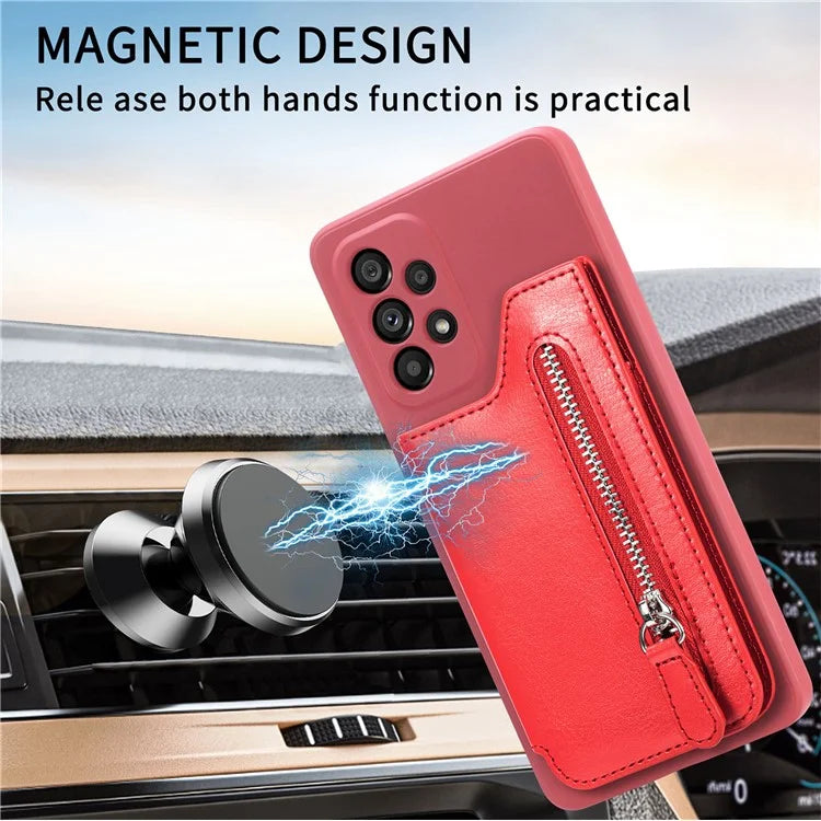 For Samsung Galaxy A53 5G Case PU Leather+TPU Phone Cover Zipper Pocket Wallet