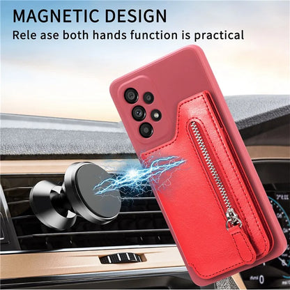 For Samsung Galaxy A53 5G Case PU Leather+TPU Phone Cover Zipper Pocket Wallet