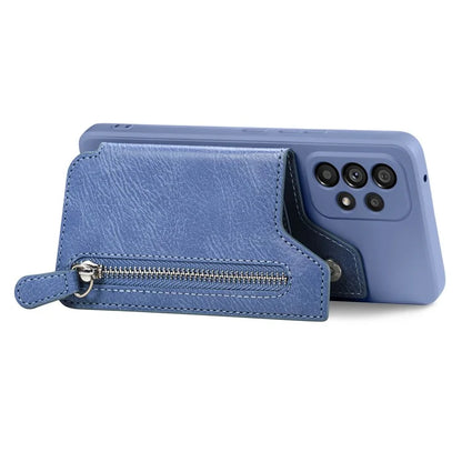 For Samsung Galaxy A53 5G Case PU Leather+TPU Phone Cover Zipper Pocket Wallet