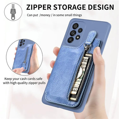 For Samsung Galaxy A53 5G Case PU Leather+TPU Phone Cover Zipper Pocket Wallet