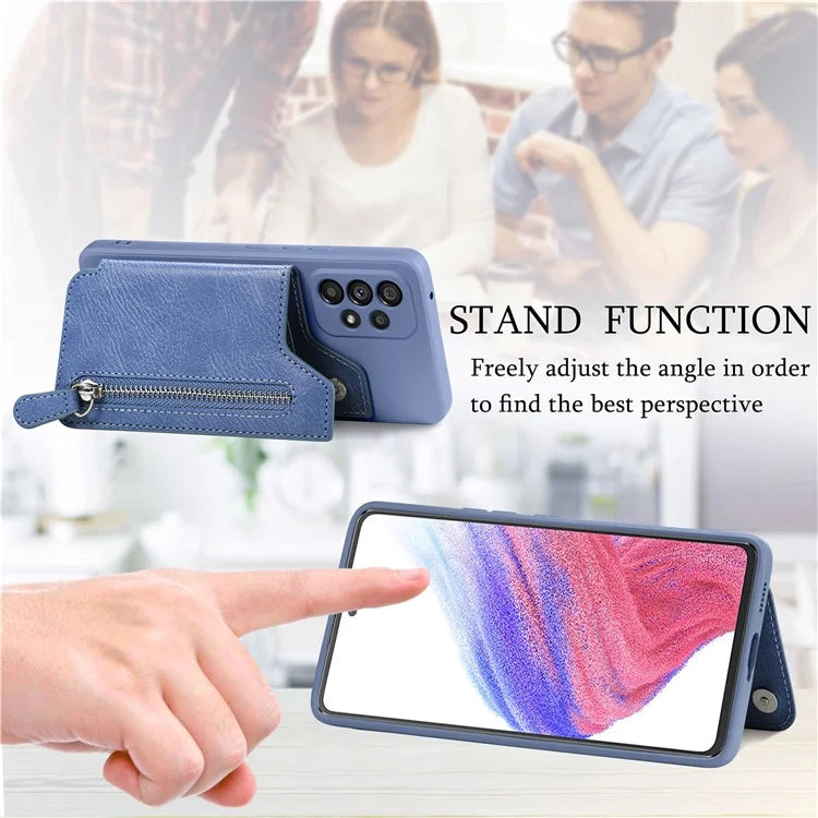 For Samsung Galaxy A53 5G Case PU Leather+TPU Phone Cover Zipper Pocket Wallet