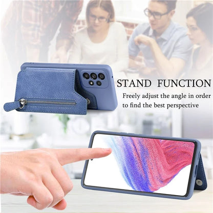 For Samsung Galaxy A53 5G Case PU Leather+TPU Phone Cover Zipper Pocket Wallet