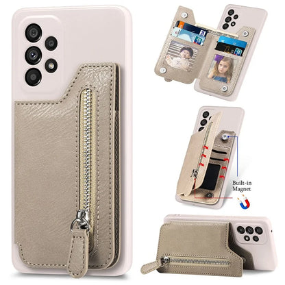 For Samsung Galaxy A53 5G Case PU Leather+TPU Phone Cover Zipper Pocket Wallet