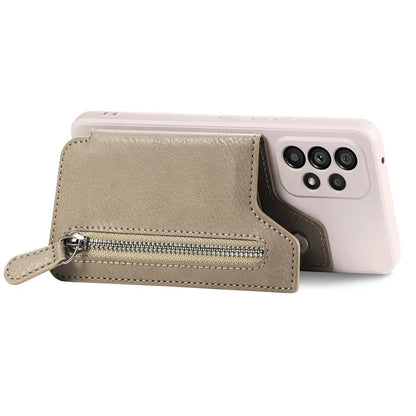 For Samsung Galaxy A53 5G Case PU Leather+TPU Phone Cover Zipper Pocket Wallet