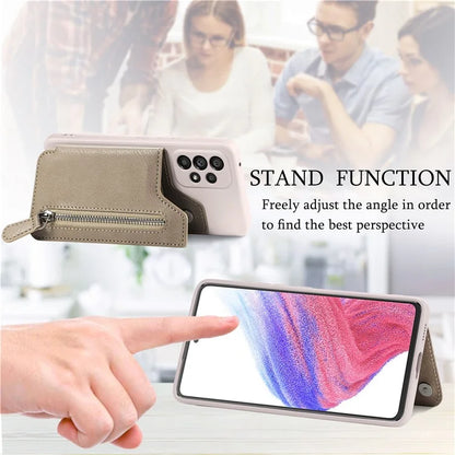 For Samsung Galaxy A53 5G Case PU Leather+TPU Phone Cover Zipper Pocket Wallet