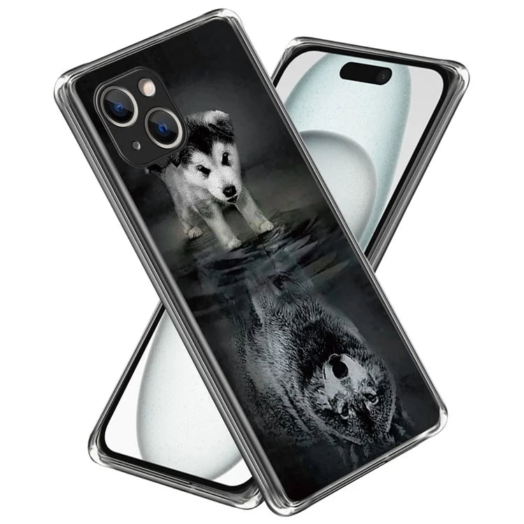 For iPhone 15 Soft TPU Case Mobile Phone Cover IMD Pattern Printing