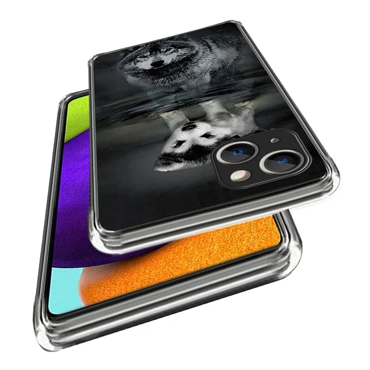 For iPhone 15 Soft TPU Case Mobile Phone Cover IMD Pattern Printing