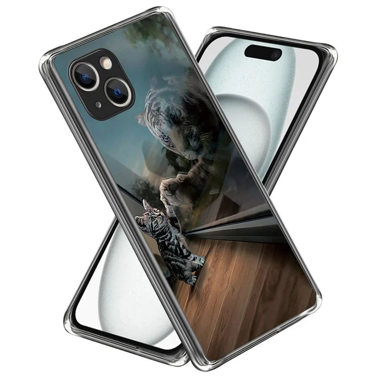 For iPhone 15 Soft TPU Case Mobile Phone Cover IMD Pattern Printing