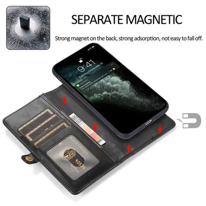 For iPhone 15 Case Detachable 2-in-1 Wallet TPU+PU Phone Cover with Strap