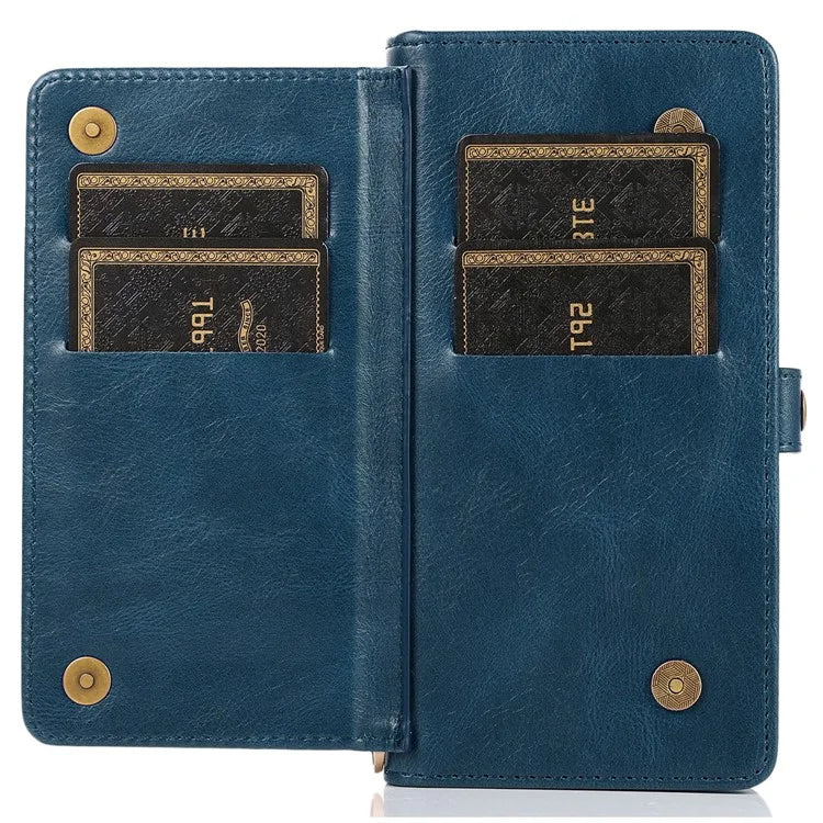 For iPhone 15 Case Detachable 2-in-1 Wallet TPU+PU Phone Cover with Strap
