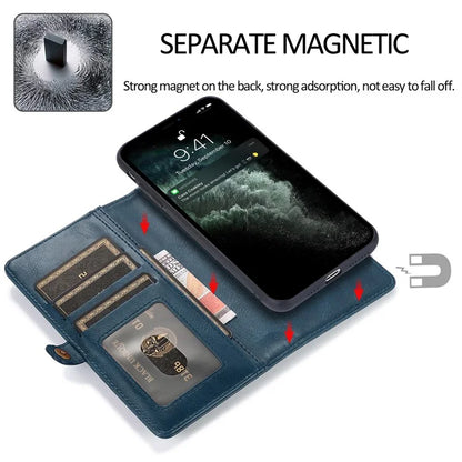 For iPhone 15 Case Detachable 2-in-1 Wallet TPU+PU Phone Cover with Strap
