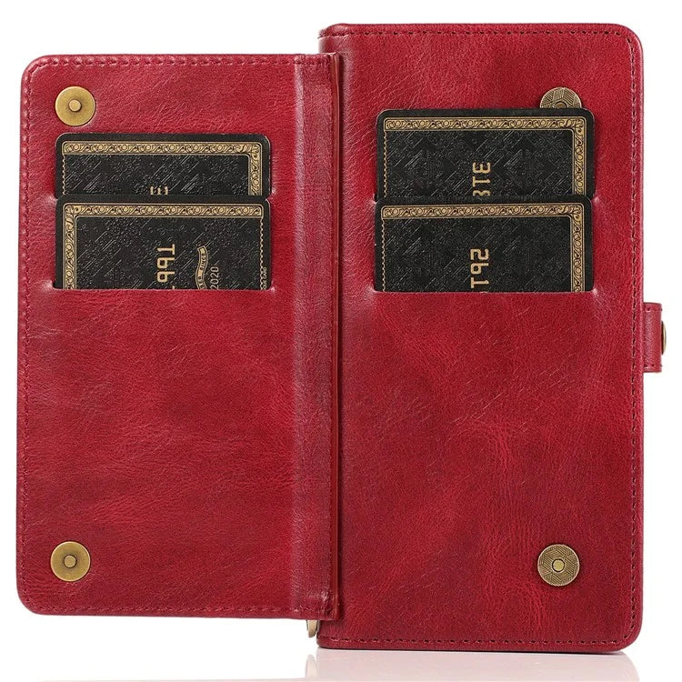 For iPhone 15 Case Detachable 2-in-1 Wallet TPU+PU Phone Cover with Strap