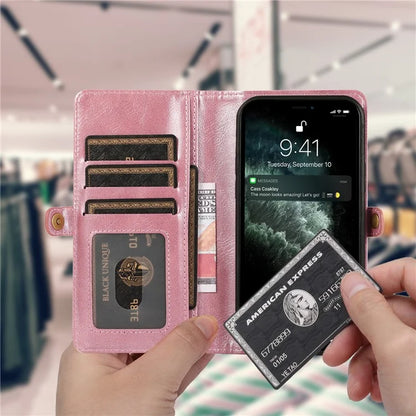 For iPhone 15 Case Detachable 2-in-1 Wallet TPU+PU Phone Cover with Strap