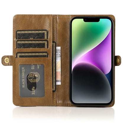 For iPhone 15 Case Detachable 2-in-1 Wallet TPU+PU Phone Cover with Strap