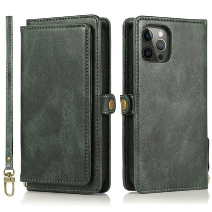 For iPhone 15 Pro Max Cell Phone Case with Strap Detachable 2-in-1 Wallet TPU+PU Cover