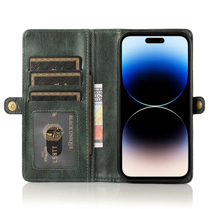 For iPhone 15 Pro Max Cell Phone Case with Strap Detachable 2-in-1 Wallet TPU+PU Cover