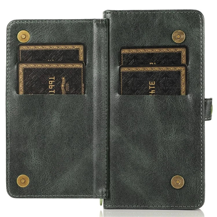 For iPhone 15 Pro Max Cell Phone Case with Strap Detachable 2-in-1 Wallet TPU+PU Cover