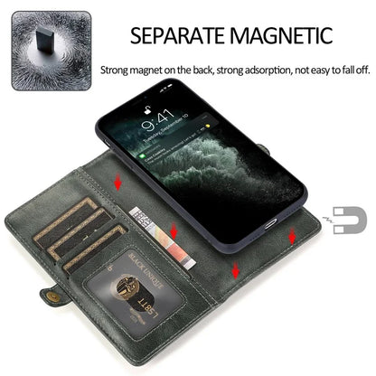 For iPhone 15 Pro Max Cell Phone Case with Strap Detachable 2-in-1 Wallet TPU+PU Cover